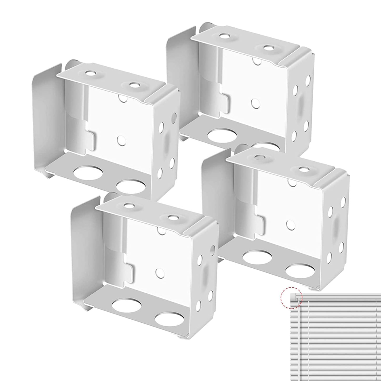 Vexquivera 4 PCS Venetian Blind Fittings - White Color Window Profile Box Mounting Brackets for Home Office
