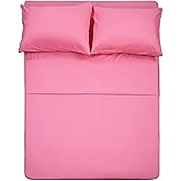 4 Piece Bed Sheet Set (Full,Peach Pink) 1 Flat Sheet,1 Fitted Sheet and 2 Pillow Cases,Brushed Microfiber Luxury Bedding with Deep Pockets