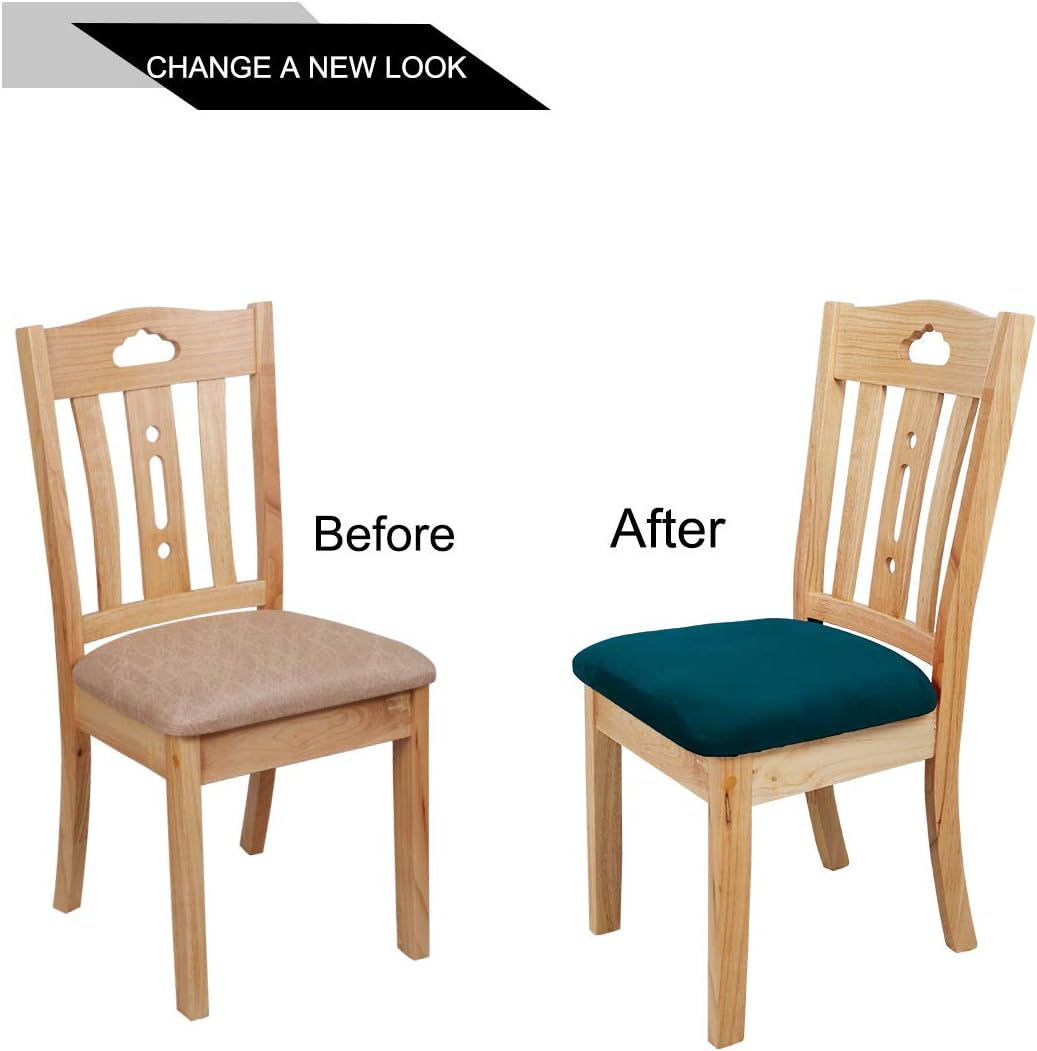 PiccoCasa Dining Chair Seat Covers Set of 6, Velvet Chair Seat Cover with Ties for Dining Room - Image 3