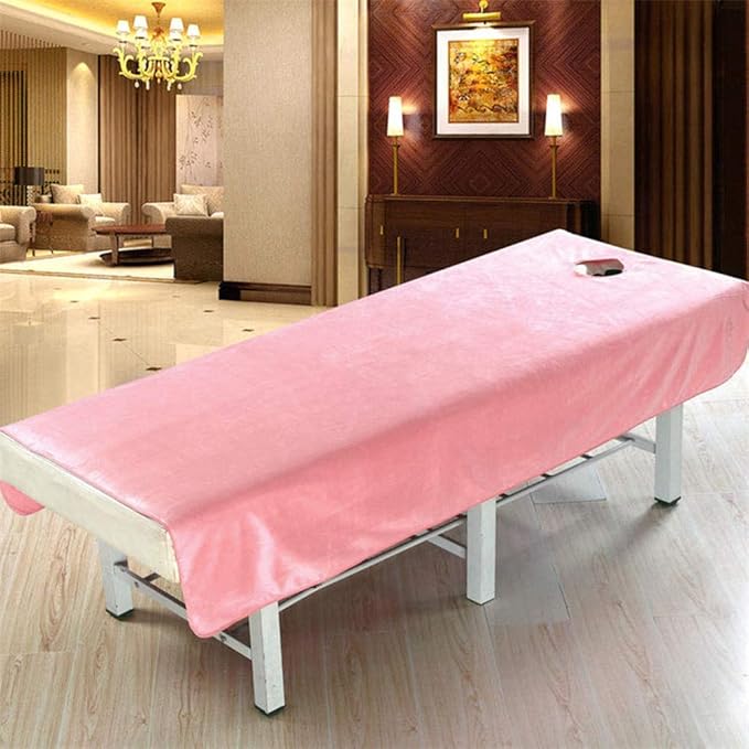 MOOUK Massage Table Couch Cover with Face Hole,Coral Velvet Massage Bed