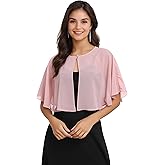 Pukguro Capelets for Women Soft Chiffon Shawls Wraps Shurg for Evening Wedding Capes Bolero Cover Up