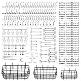 208Pcs Pegboard Hooks Assortment with 3 Pegboard