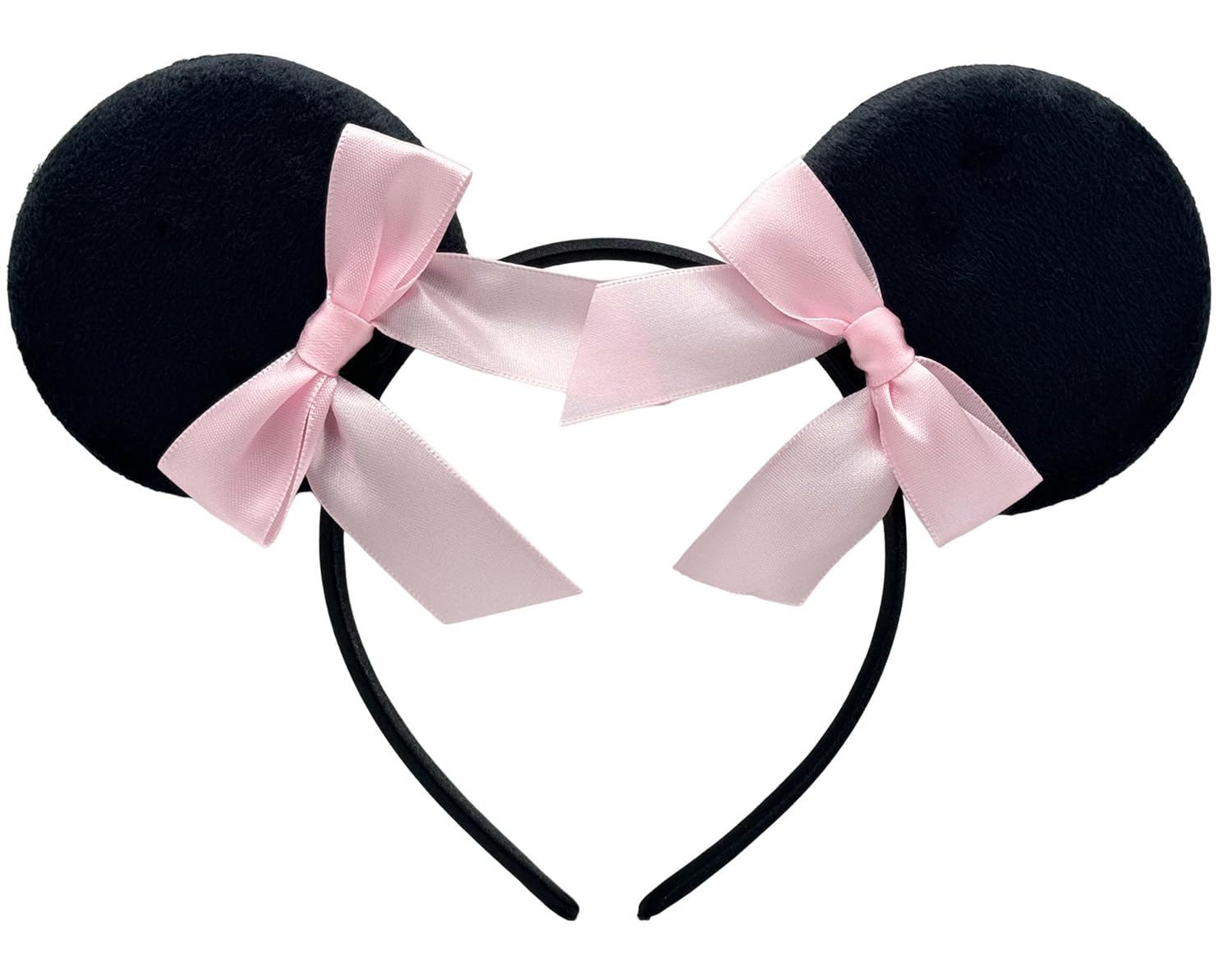 Photo 1 of WW-WONDERFULWORLD Classic Styles Mouse Ears Headbands With 2 Pink Bows, for Disneyland Wearing, Women Costume Cosplay Party, Black; FG-BK