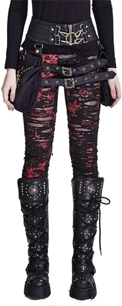Women Stretch Leggings Hole Fashion Rock Tights Sexy Pants