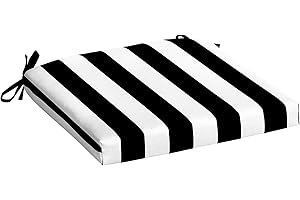 ARDEN SELECTIONS Arden Indoor/Outdoor Seat Or Rocking Chair Cushion, 19 x 18, Water Repellent, Rain Proof, Fade Resistant Cushion for Rocking Or Dining Chairs Black Cabana Stripe