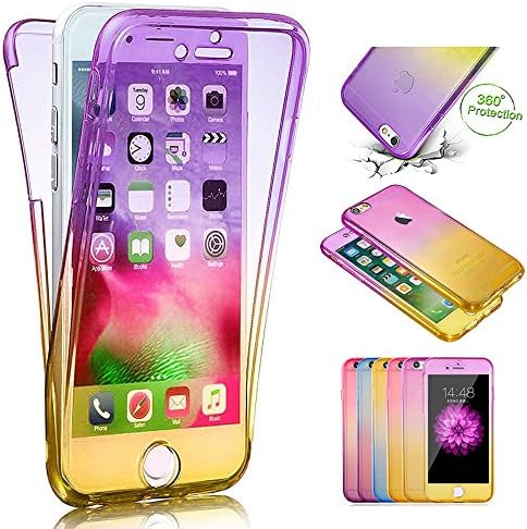 Stysen 360 Degree Case for iPhone Xs Max,Full Body Case for iPhone Xs Max,Gradient Color Design Front and Back Full Body Clear Case Cover for iPhone Xs Max 6.5"-Purple Yelloow