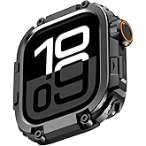 Amizee 2 in 1 Metal Armor Case for Apple Watch Series 11/10 46mm with Back Cover, Military Grade Protection Rugged Protective Bumper Cover for iWatch 46mm, Black