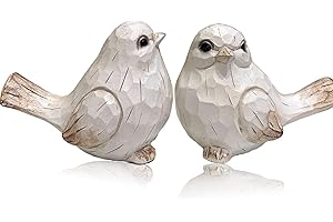 Farmhouse Bird Decor Resin Figurines - Set of 2, Vintage & Modern Statue for Home Accents, Cottage Ornaments Decoration, New 
