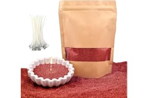 PHYMAT Red Candle Sand with 50pcs Wicks, 1.1LB Pearled Candle Powder Wax, Refillable Plant Sand Candles with Wicks Kit for DIY Handmade Candle Making, Party, Wedding, Home Decor