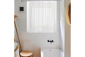 ABSENK Waterproof Shower Curtain for Window Inside Shower, 30 x 36 Inches Short Plastic Bathroom Window Curtain Heavy Duty Vinyl with Hooks, Silky Frost, 30x36