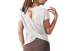 Womens Workout Tops Short Sleeve Crewneck Shirts Summer Quick Dry Open Back Tshirts Yoga Running Gym Tunic T Shirts 2026