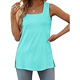 XIEERDUO Summer Tank Tops for Women Square Neck Loose Fit Casual Fashion Flowy Sleeveless
