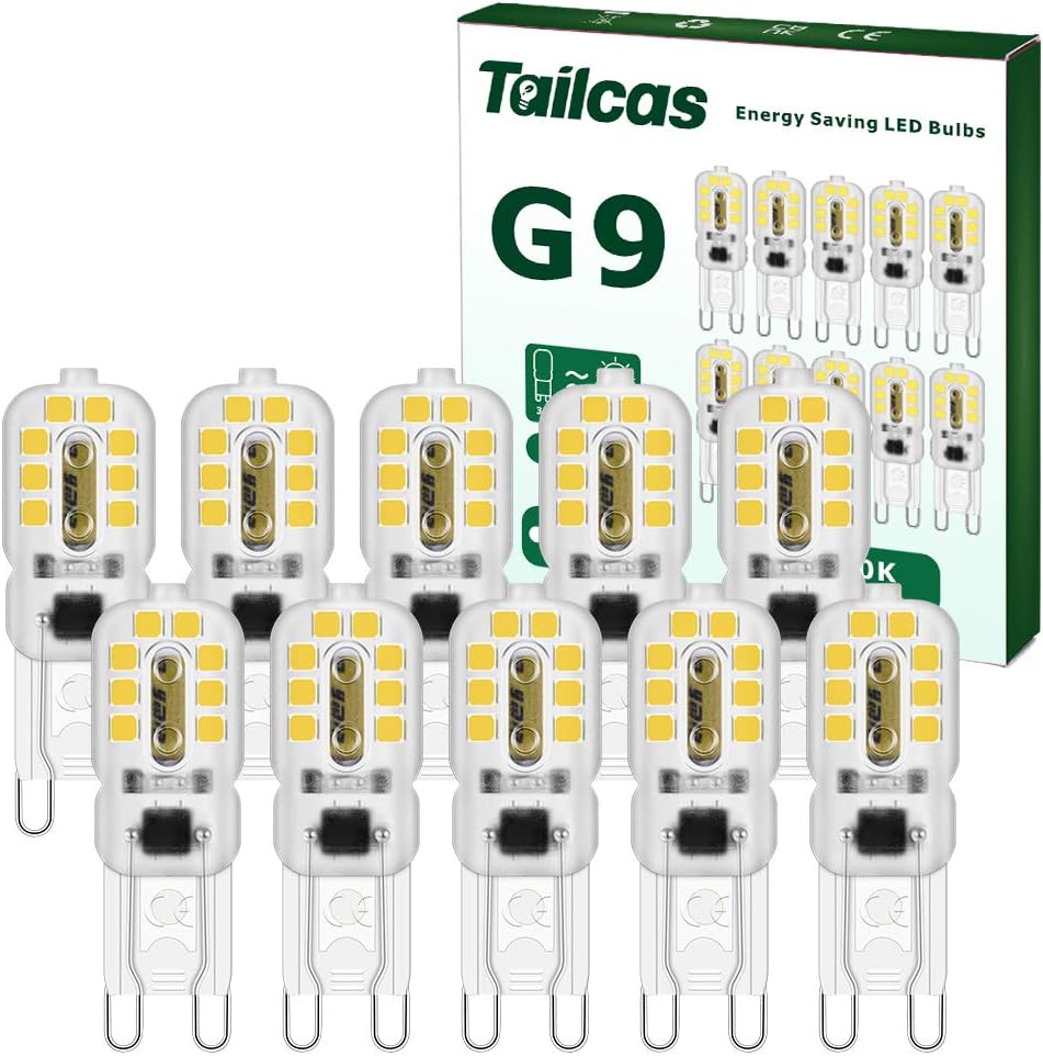Tailcas 3W G9 LED Bulbs Cool White 300LM 6000K 360° 220-240V 10 Pack