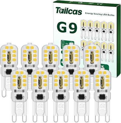 Tailcas 3W G9 LED Bulbs Cool White 300LM 6000K 360° 220-240V 10 Pack