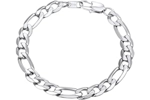 PROSTEEL 316L Stainless Steel Bracelet For Men, Stylish Figaro Chain, W:6mm-13mm, L:7.5"/8.3"/9", Hypoallergenic Jewelry, Black/Gold/Silver Tone, Come with Box