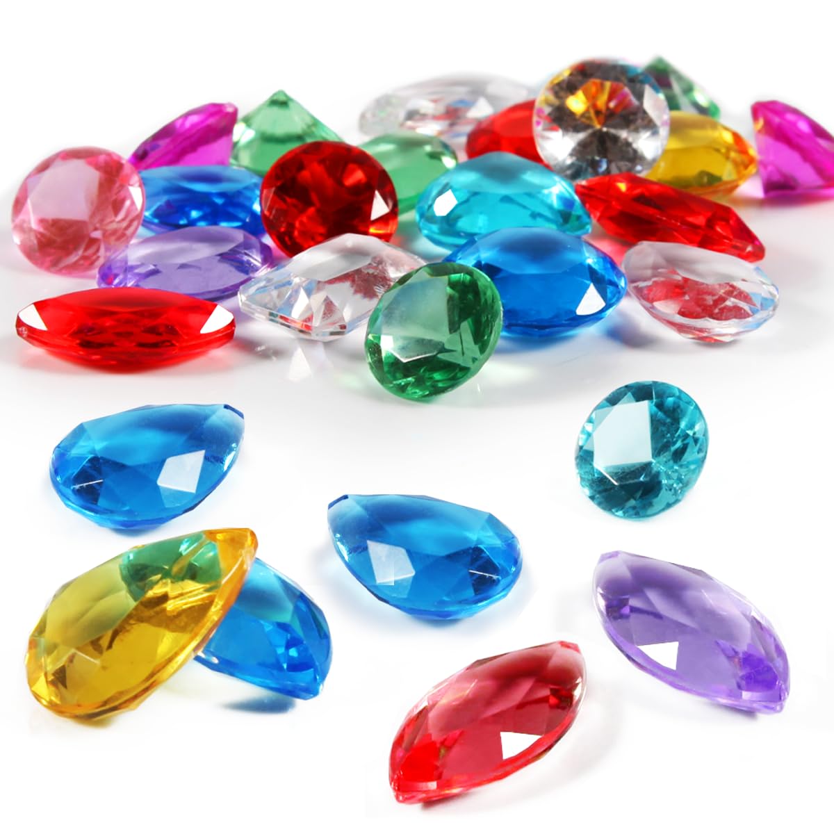 Diamond Gem Stones About140Pcs 18-25mm Acrylic Fake Treasure Jewels for Multicolored Large Gemstones Set Decorative Crystals for Vases Wedding Table Party
