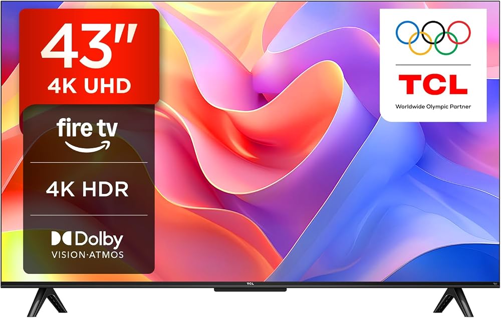 TCL 43PF650K 43 inch 4K HDR Smart LED Fire TV Dolby Vision Atmos Alexa Built-in