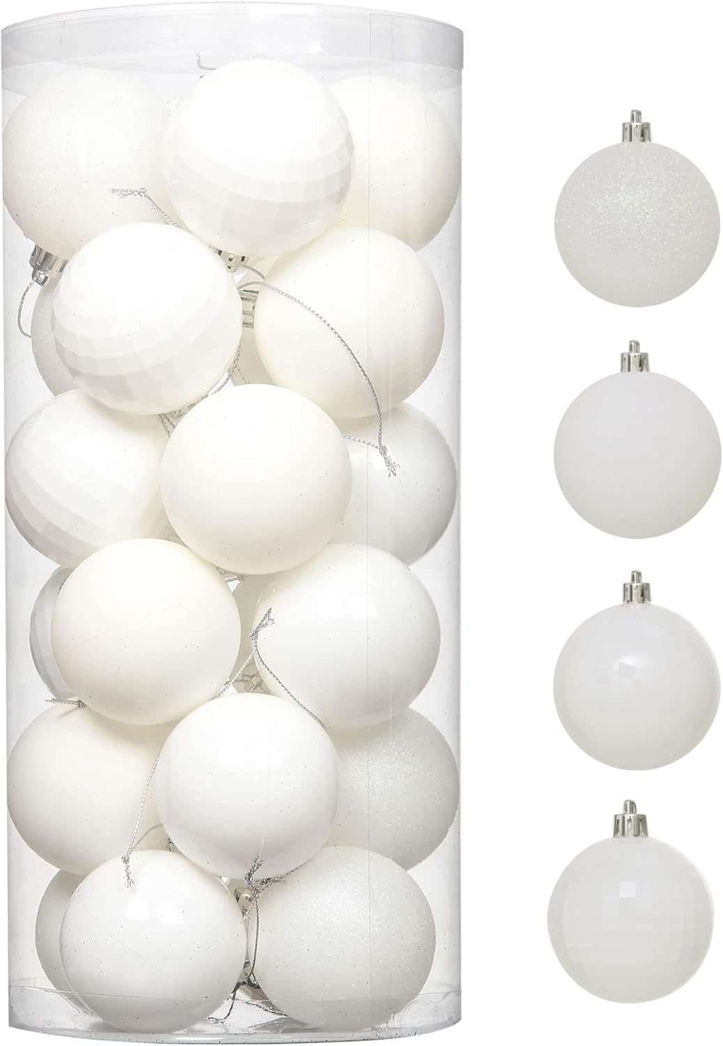 Ornaments - MOONET 24pcs 2.36in Christmas Decoration Balls Shatterproof Color Set Ornaments Balls for Festival Wedding Home Party Decors Xmas Tree Hanging (60mm White)