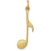 14k Yellow Gold Music Note Pendant for Women and Men - Textured Eighth Note Design Necklace Charm for Musicians, Music Lovers, Artistic Expression, Creative Jewelry, Unisex Symbolic Gold Accessory