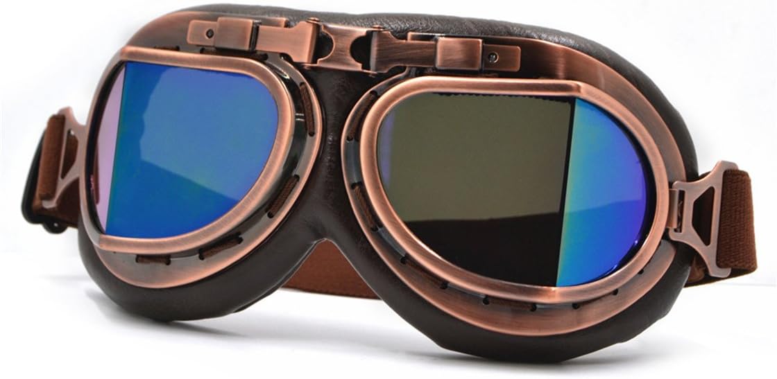 Cool Custom Motorcycle German Reflective Goggles Chrome for Women & Men Leather Indian Model 2