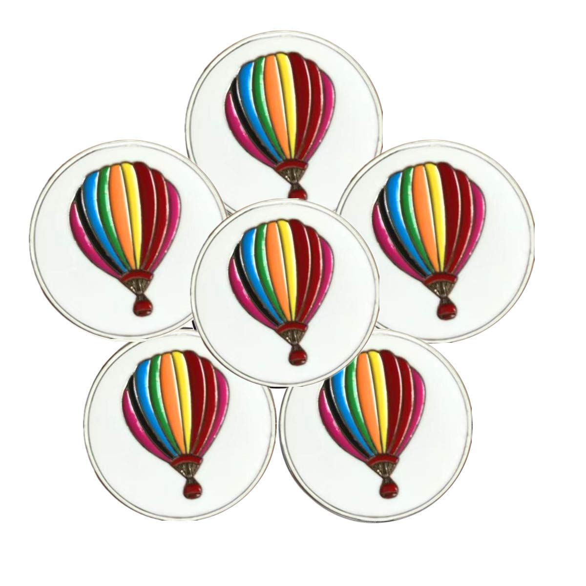 FINGER TEN Golf Ball Marker for Ladies Men Value 6 Pack, Golf Accessories Ballmarker Magnetic fit Golf Divot Tools Hat (Air Ballon-6 Pack)
