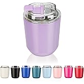 Puraville Insulated Tumblers with Lid, 10 oz Travel Coffee Mug Stainless Steel Vacuum Cup, Leak Proof Reusable Double Walled Coffee Tumbler for Iced and Hot Drinks, Lilac