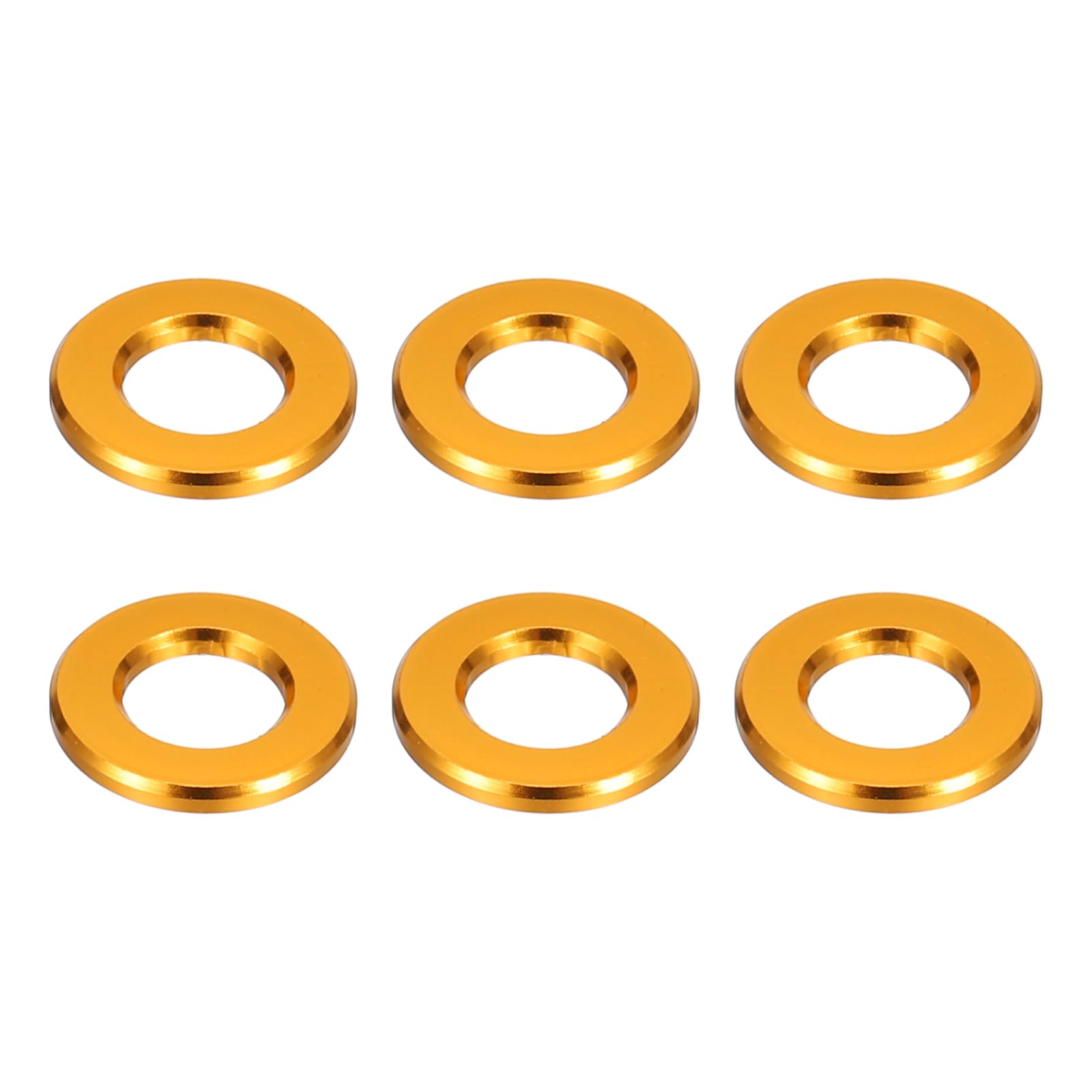 PATIKIL M6 Aluminum Spacers, 6 Pcs Metal Spacers Aluminum 6.2mm ID x 12mm OD x 1.5mm L Aluminum Spacer Screw Standoff Round for 1/4" M6 Screw Bolts,Gold Tone