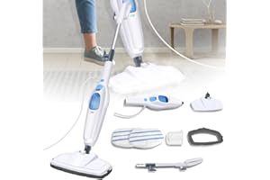 QIMU Hot Steam Mop Floor Cleaner Electric Hand Held Steam Cleaner 1500W Multipurpose Handheld Cleaning Machines Convenient Detachable Microfiber Pads For Cleaning Laminate Hardwood Marble Tile Floor Carpet