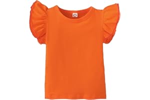 Sanpersonlin Toddler Baby Girl Solid Color T Shirt Kids Blouse Basic Plain Ruffle Top Cotton Casual Clothes