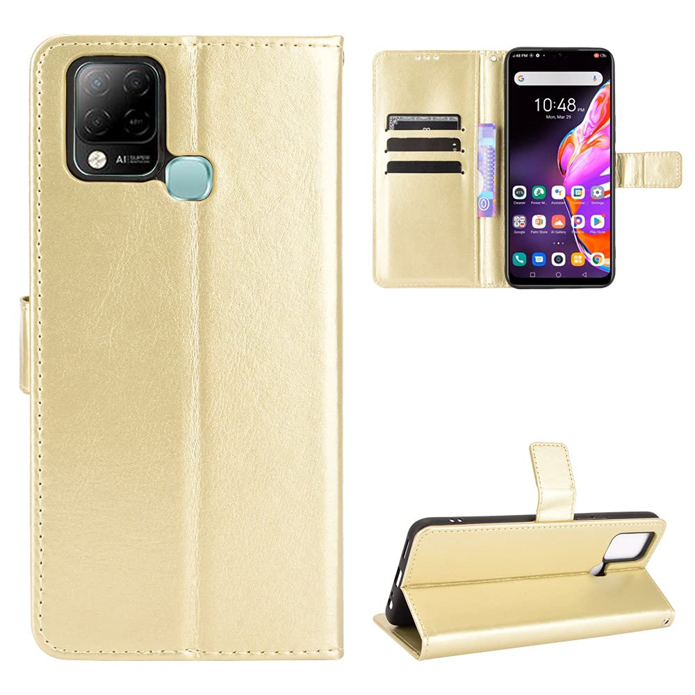 Infinix Hot 10s/10s NFC/10T Case [Wallet Case] [Kickstand] [Card Slots] [Magnetic Flip Cover] Compatible with Infinix Hot 10s/10s NFC/10T Smartphone(Golden)