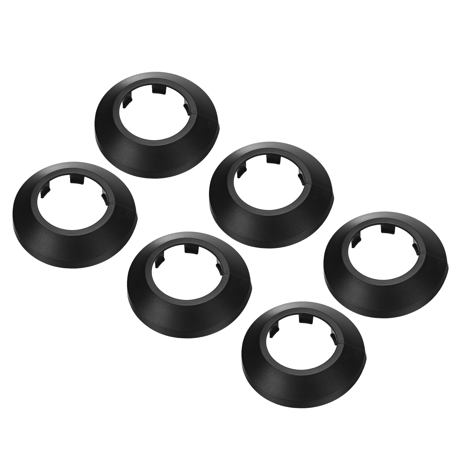 PATIKIL Water Pipe Cover Decoration Fit 1.34"/34mm, 6Pcs Flange Water Pipe PP Plastic Escutcheon Plate Collar Drain Line Cover Radiator for Wall Pipe Tube Decor, Black