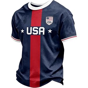 EKIYVO Soccer Jerseys for Men American Flag USA Team Fans Cup Shirts Mesh Quick Dry Performance Athletic Shirts