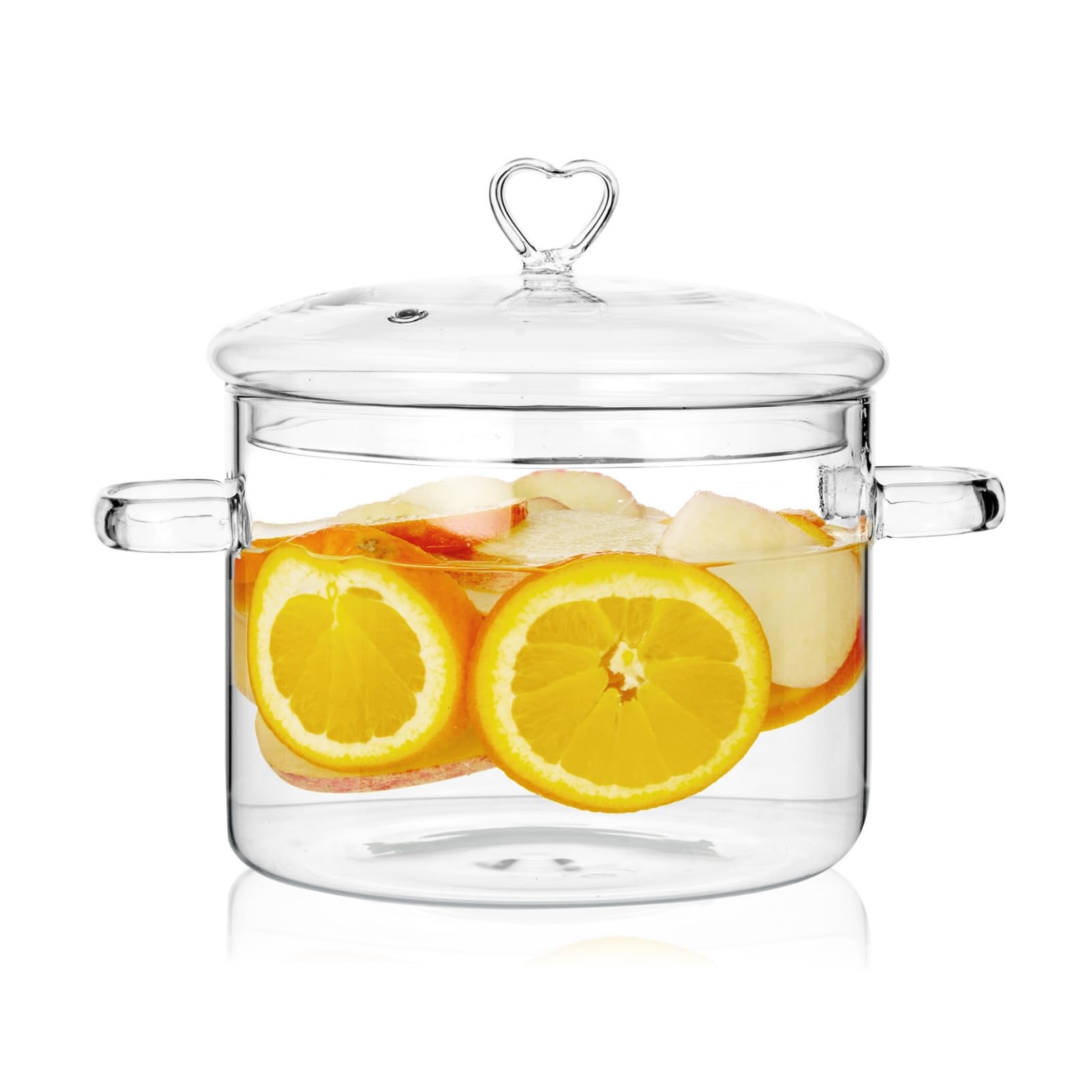 Photo 1 of 2L Clear Glass Cooking Pot with Heart Shape Lid,Simmer Pot for Stove Potpourri,Energy Conservation,Heat Resistant,Oven,Gas,Electric Stove Safe,Pasta Soups Potpourri,68oz