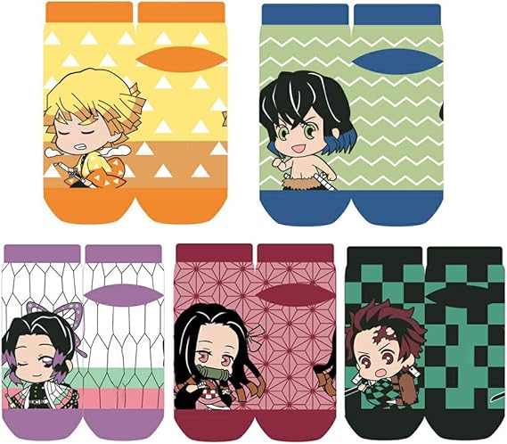 Amazon Co Jp 鬼滅の刃 ソックス かわいい 柔らかい 通気 靴下 男女兼用 イベント アニメ 萌えグッズ 誕生日 プレゼント 鬼滅の刃 グッズ 炭治郎 禰豆子 善逸 伊之助 しのぶ 5点セット ファッション