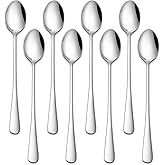 DEHOV 7.5 Inches Stainless Steel Iced Tea Spoons,Set Of 8 Long Stirring Spoons For Coffee,Cocktail,Ice Cream,Long Handle Iced Teaspoons,Latte Spoons For Mixing