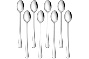 DEHOV 7.5 Inches Stainless Steel Iced Tea Spoons,Set of 8 Long Stirring Spoons for Coffee,Cocktail,Ice Cream,Long Handle Iced