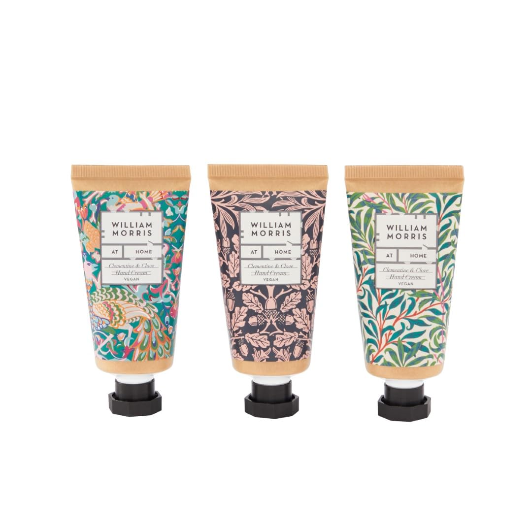 William Morris At Home Peacock-Three Hand Creams 3x30ml - Nourishing Trio for Soft and Supple Hands! Moisturizing Hand Cream Set, Gift-Worthy Packaging