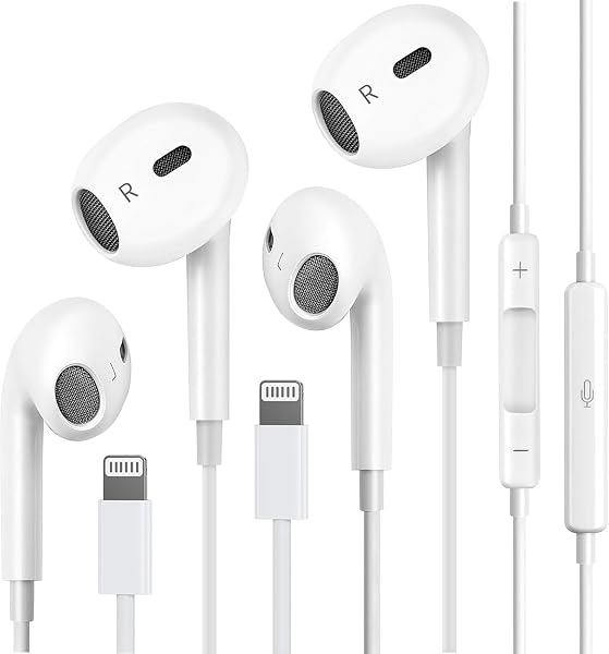 2Pack Wired Headphones for iPhone Ear buds with Lightning Connector(Built-in Microphone & Volume Control) Earbuds for iPhone 14/13/12/11/XR/XS/X/8/7/Pro/Pro Max【Official Certified Earphones】-Plug&Play - 1