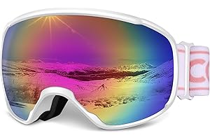 COOLOO Ski Goggles, OTG Snow Goggles for Adult Men Women Youth, Snowboard Goggles Over Glasses, Anti-fog, UV Protection