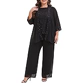 Elegant Plus Size 3 Piece Mother of The Bride Pant Suits with Laces for Formal Wedding Guest Outfit