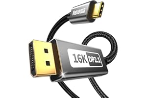 USB-C to DisplayPort 2.1 Cable 6.6FT | 16K@30Hz 8K@120Hz 4K@240Hz 40Gbps, Thunderbolt 4/3 to DisplayPort 2.1 Cord [Thunderbol