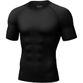 Roadbox Men's BJJ Rash Guard Short Sleeve, UPF 50+ Jiu Jitsu Compression Base Layer Swim Shirts for MMA No Gi Surfing
