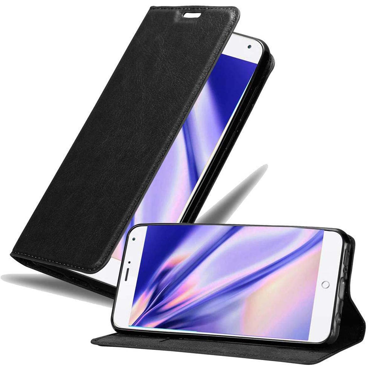cadorabo Book Case works with MEIZU MX4 in NIGHT BLACK - with Magnetic Closure, Stand Function and Card Slot - Wallet Etui Cover Pouch PU Leather Flip