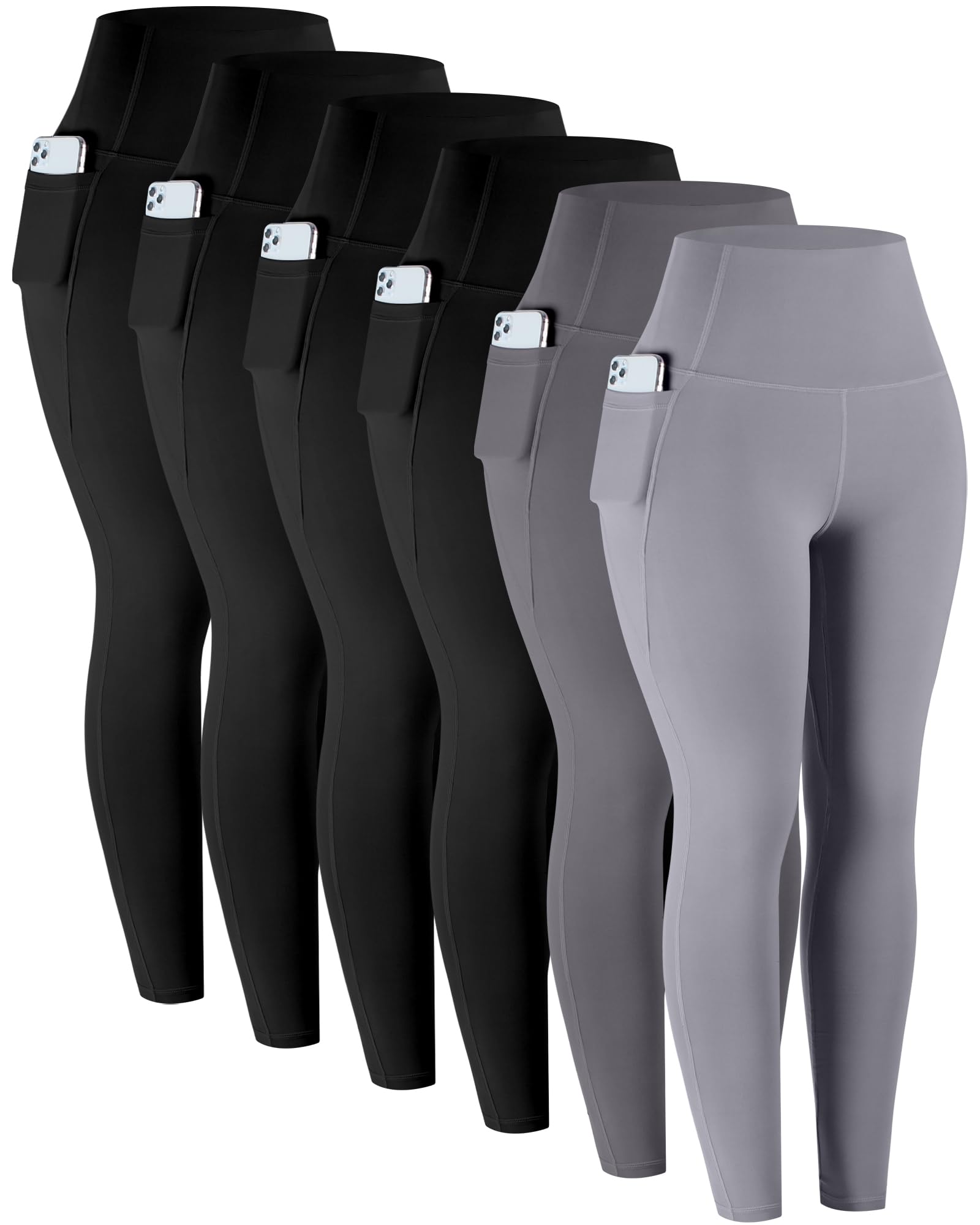 Photo 1 of LZYVOO Leggings with Pockets for Women, 6 Packs Soft High Waisted Tummy Control Workout Yoga Pants(4BlackDGrayLGray-M)