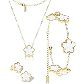 AICase Clover Jewelry Set,18K Gold Plated Lucky Clover Bracelet,Four Leaf Clover Necklace and Clover Earrings Fashion Jewelry Sets Gifts for Women/Mon