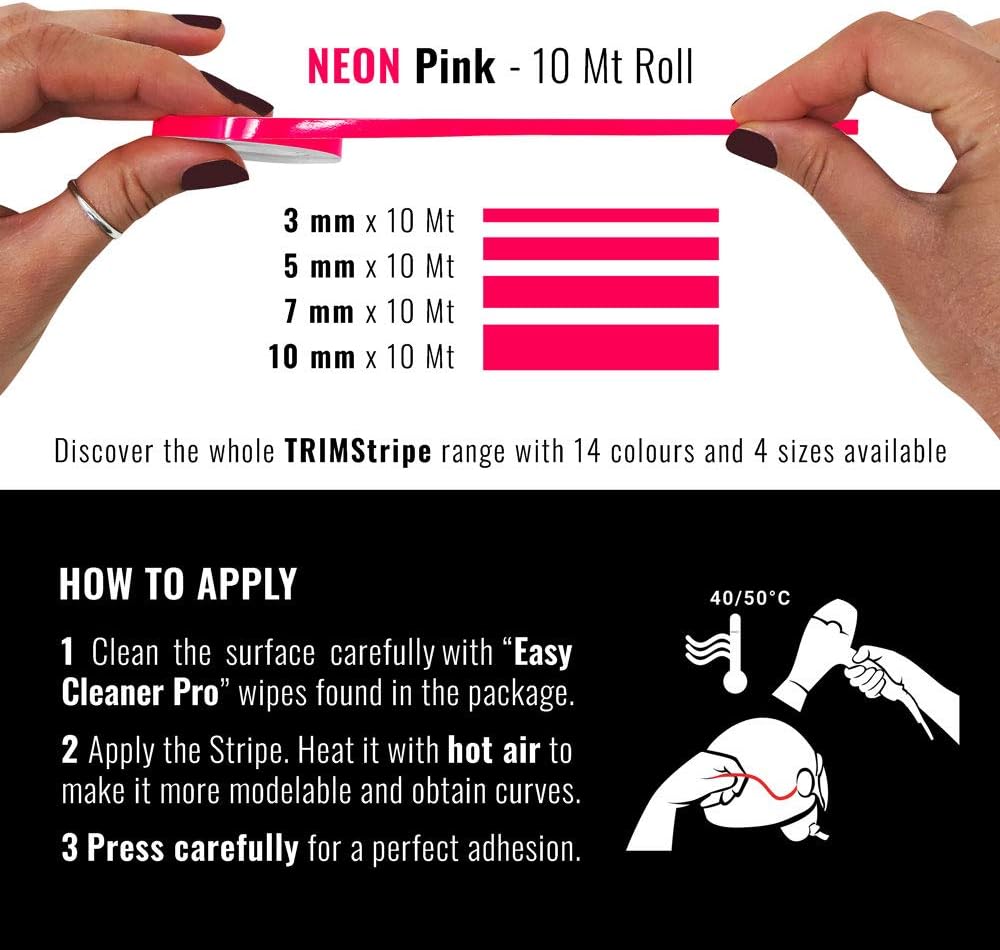4R Quattroerre.it 10462 Trim Stripes Adhesive Strips for Cars Neon Fucsia, 3 mm x 10 mt - Image 4