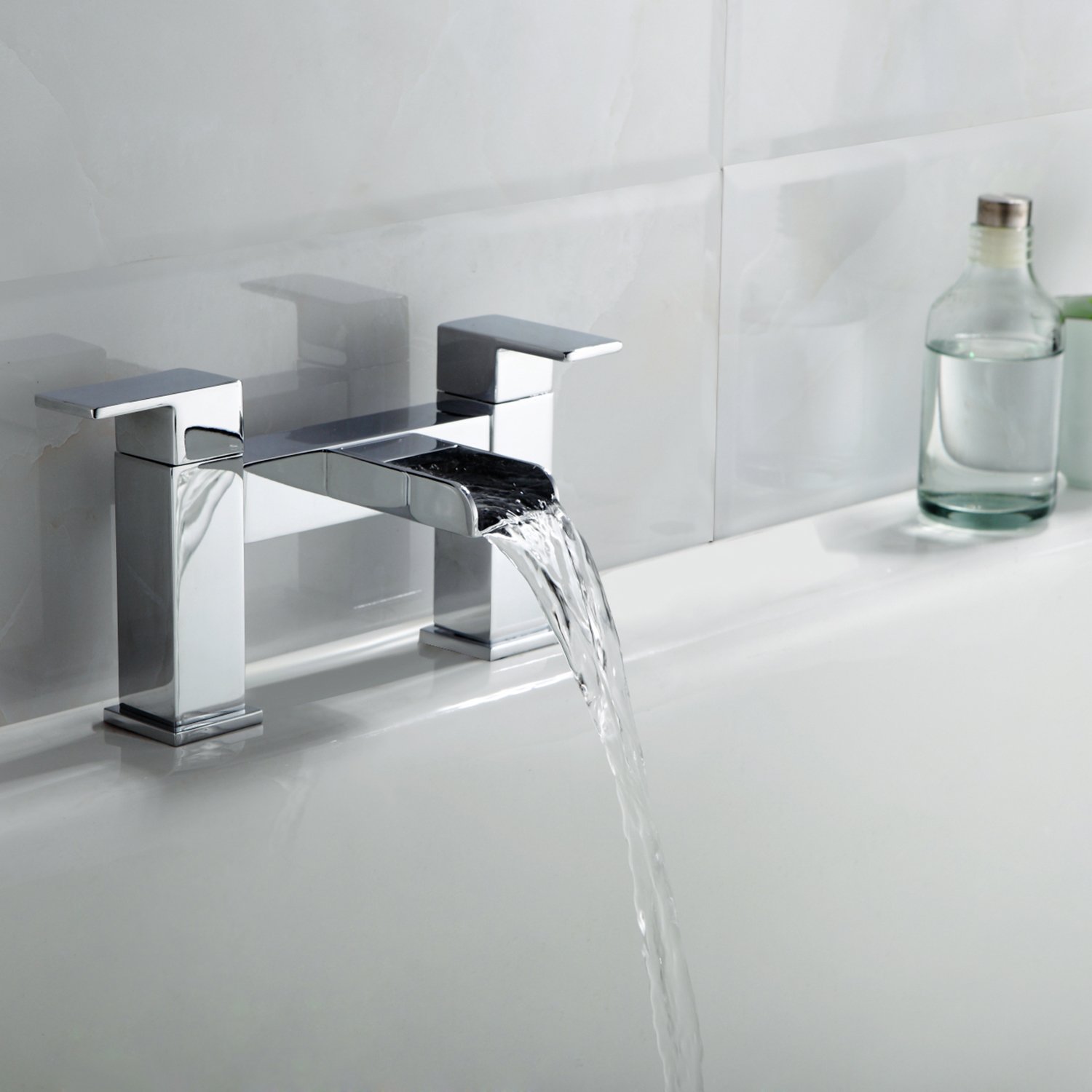 Funime Square Basin Taps Waterfall Mixers Bathroom Sink Mixer Taps