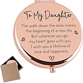 Cawnefil Daughter Wedding Day Gift from Mom Dad Rose Gold Compact Mirror Daughter Bride Gifts on Her Wedding Day to My Daughter Graduation Birthday for Daughter