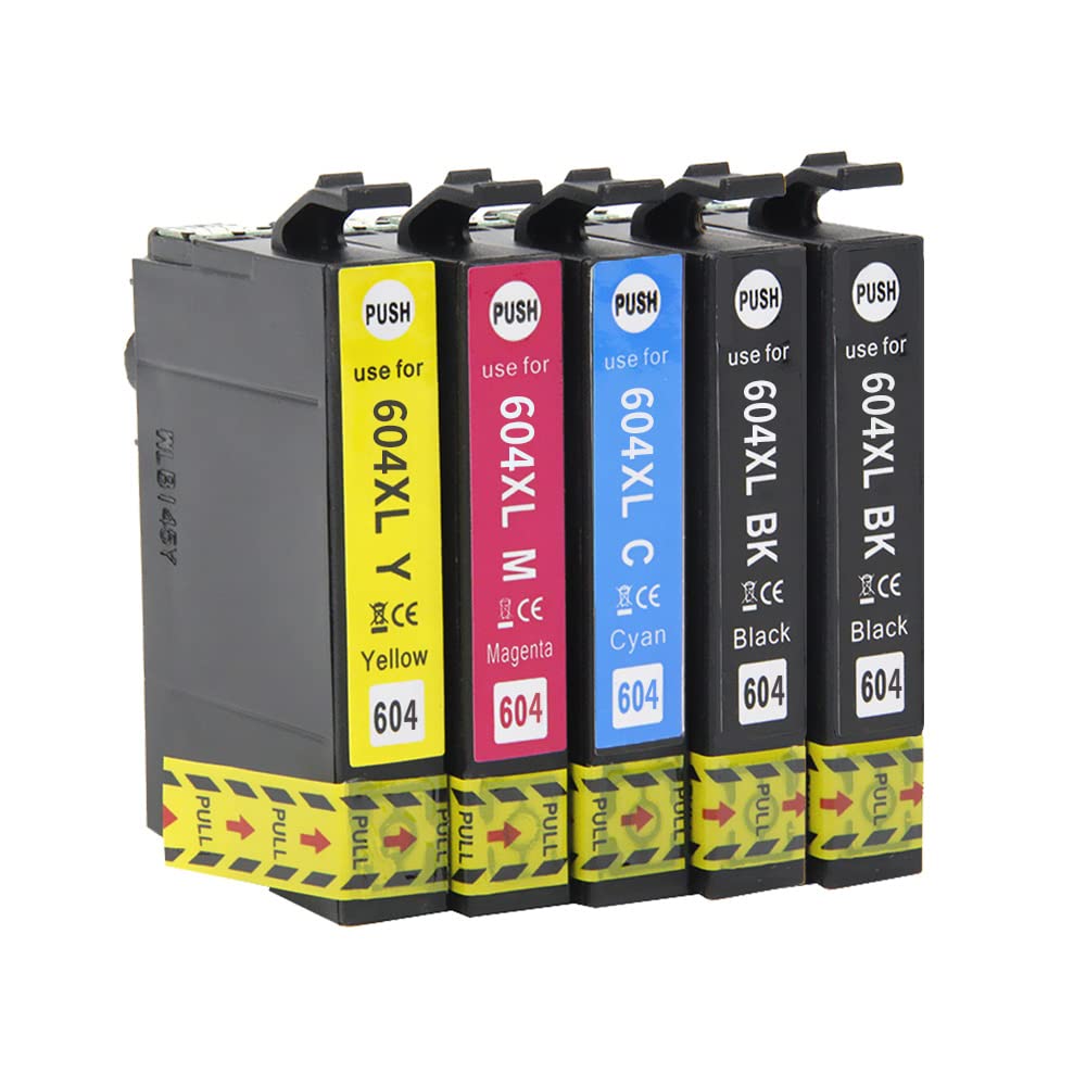 AQree 5x T604XL Ink Cartridges Compatible For XP-2200 XP-2205 XP-3200 XP-3205 XP-4200 XP-4205 WF-2910DWF WF-2930DWF WF-2935DWF WF-2950DWF Printer