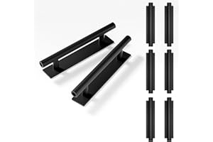 kwa heri 8 Pack Self-Stick Push Pull Helper Black Hidden Cabinet Handle ABS Plastic Door Window Wardrobe Handle Instant Cabinet Drawer Furniture Handles (Black)